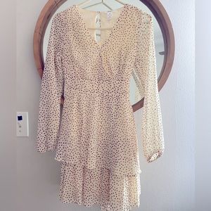 Cream long-sleeve V-neck Dress (bundle 3 for $30)